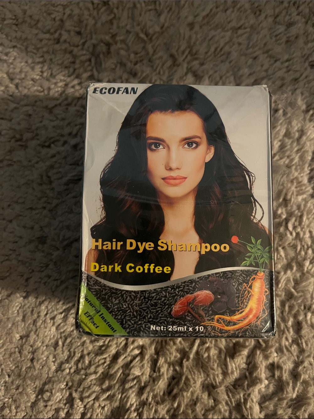 Ecofan Dark Coffee Hair Dye Shampoo — Deep Brown Shade